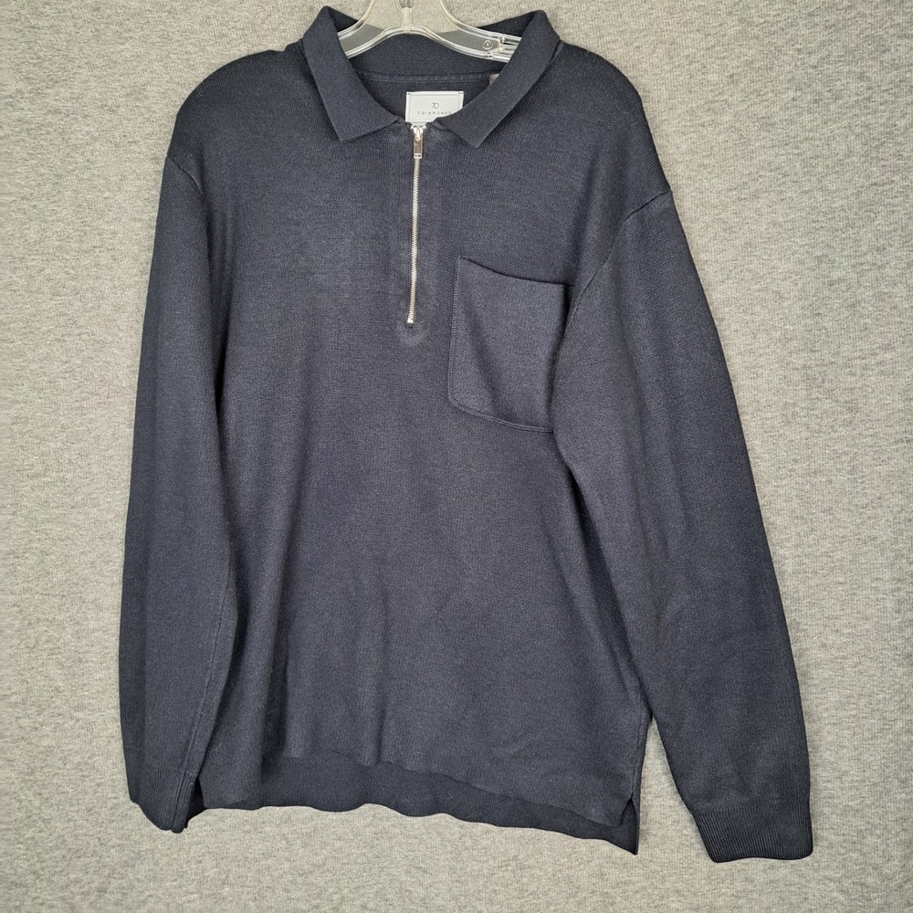 7 Diamonds Sweater Mens Large Black‎ St Moritz 1/4 Zip Pullover Heavyweight